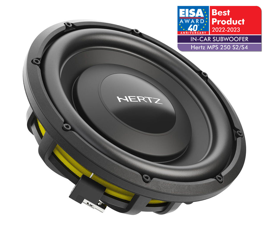 Hertz MPS250 S2 subwoofer slim 10 pulgadas Mille Pro 500W RMS ganador EISA