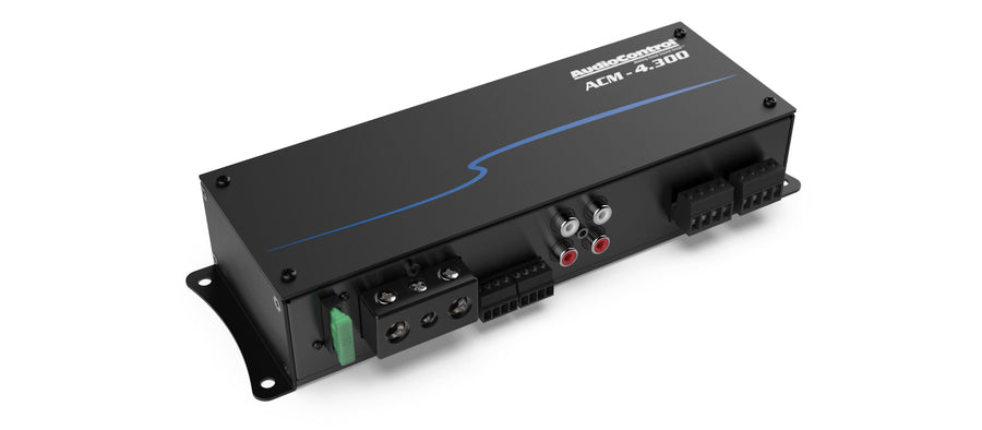AudioControl ACM-4.300 amplificador 4 canales micro vista angular derecha con tapa