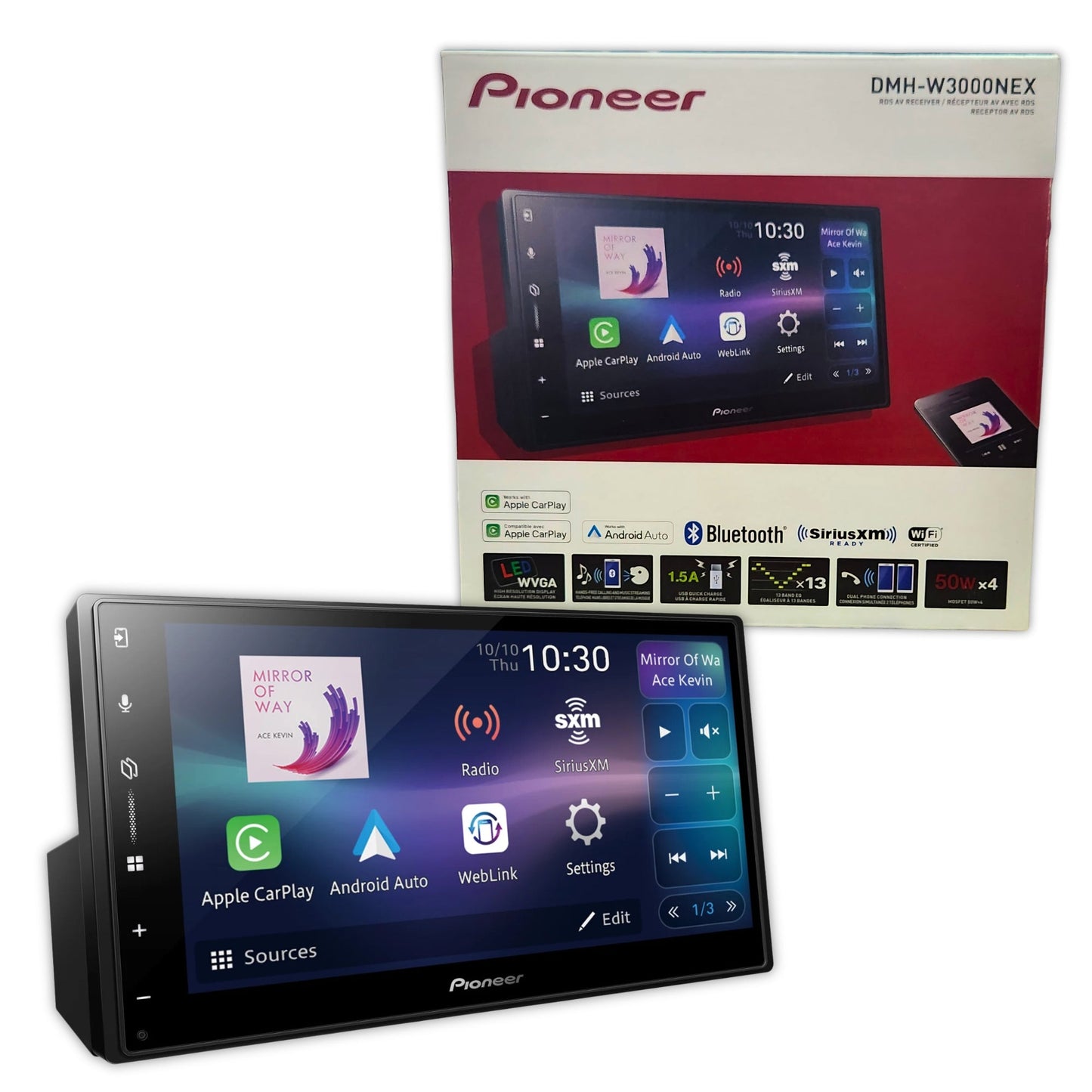 Autoestéreo con Pantalla Pioneer DMHW3000NEX 6.8 PLG CarPlay Android Auto Inalambrico