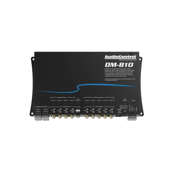 AudioControl DM-810 procesador DSP 8 entradas 10 salidas vista principal frontal