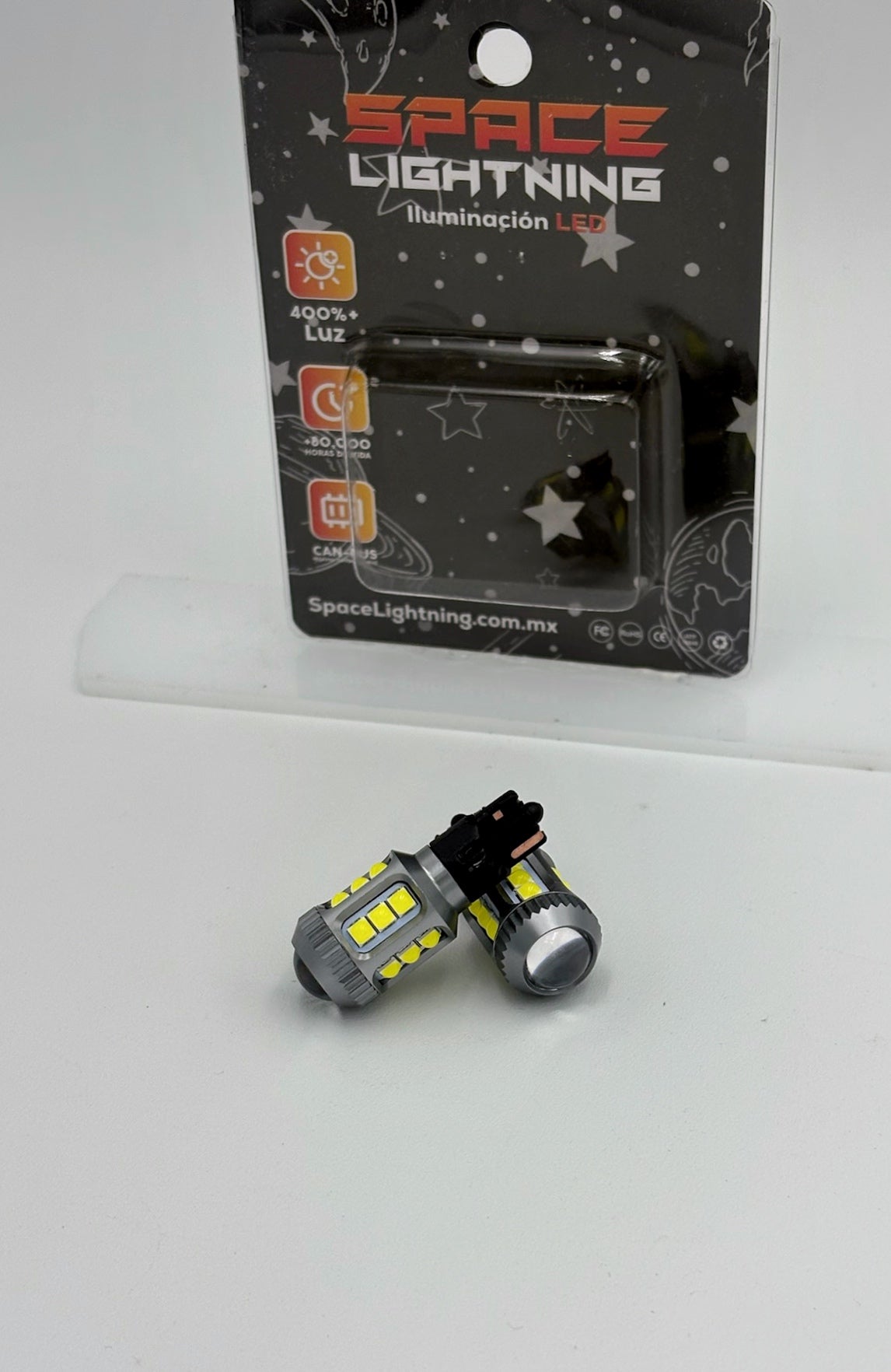 Par de Focos LED T15 Premium Space Lightning⚡️ CanBus SpaceLightning Blanco | LED SMD 3030 Alta Potencia| Tamaño Regular