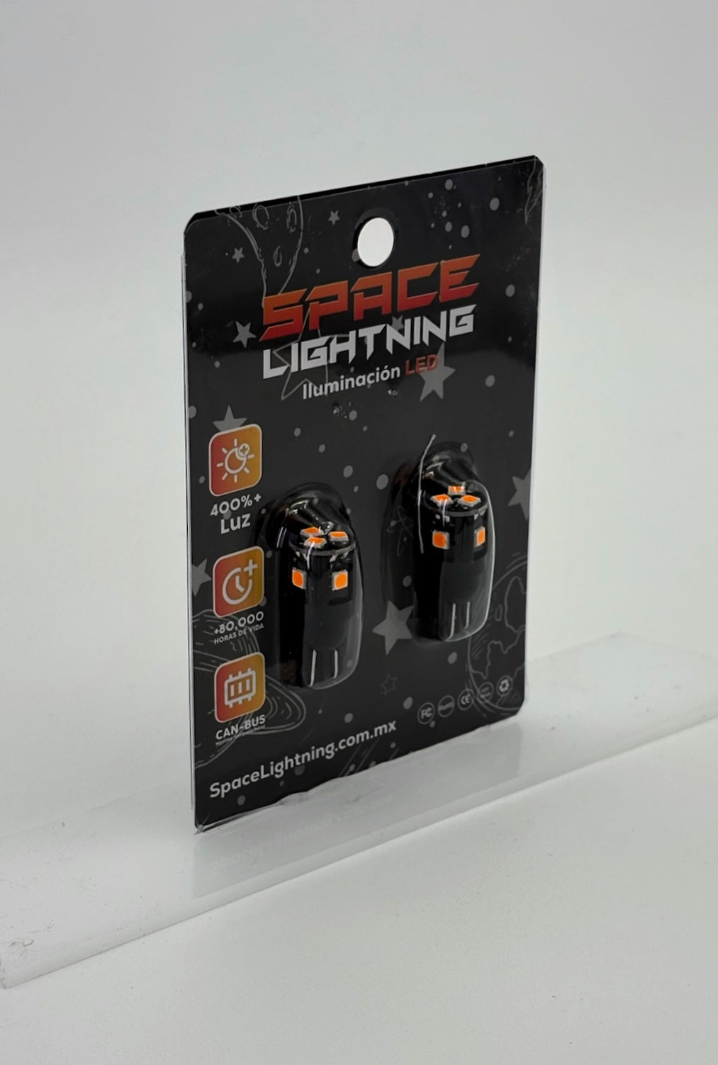 Par de Focos LED T10 CanBus SpaceLightning ⚡️| Blanco, Naranja y Rojo | Alto Brillo