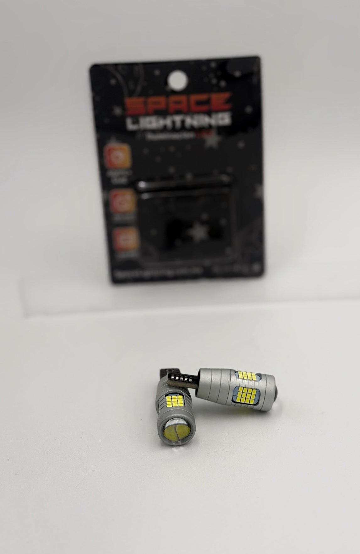 Par de Focos LED T15 CanBus SpaceLightning ⚡️| Alto Brillo | Blanco, Naranja y Rojo | Tamaño mediano