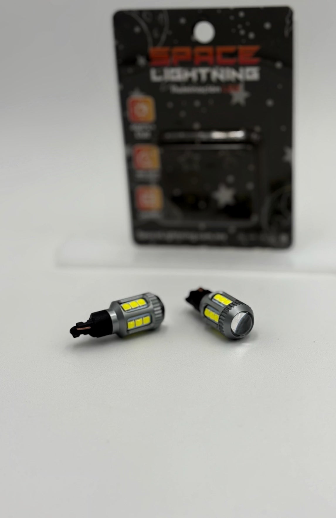 Par de Focos LED T15 Premium Space Lightning⚡️ CanBus SpaceLightning Blanco | LED SMD 3030 Alta Potencia| Tamaño Regular