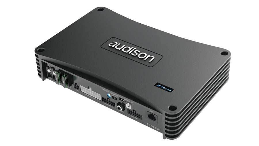 Audison APF8.9 amplificador 8 canales Forza 680W RMS con DSP 9ch vista perspectiva