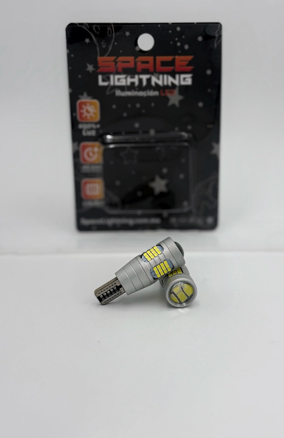 Par de Focos LED T15 CanBus SpaceLightning ⚡️| Alto Brillo | Blanco, Naranja y Rojo | Tamaño mediano