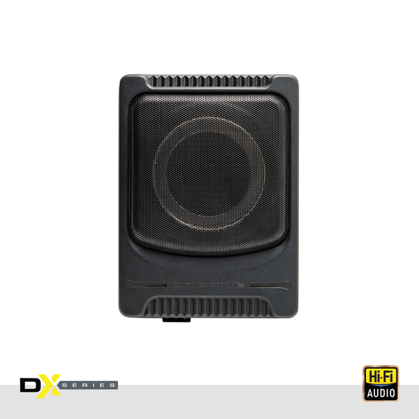 DB Drive subwoofer activo compacto 8 pulgadas vista frontal con iconos