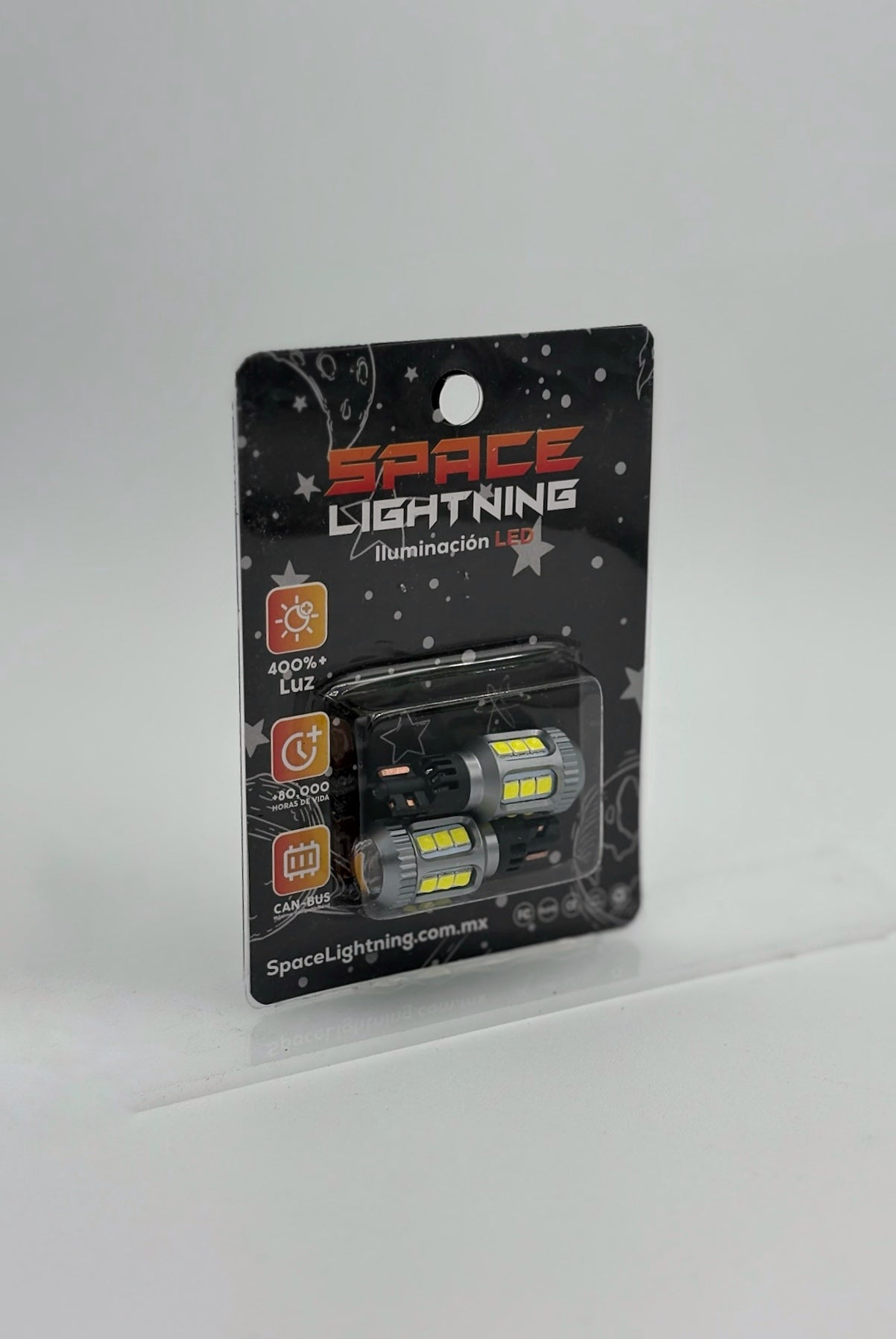 Par de Focos LED T15 Premium Space Lightning⚡️ CanBus SpaceLightning Blanco | LED SMD 3030 Alta Potencia| Tamaño Regular