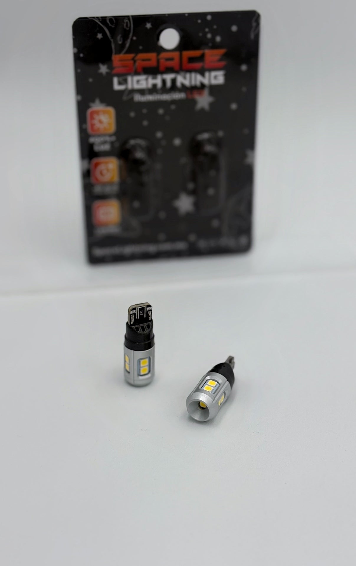 Par de Focos LED T10 Premium CanBus SpaceLightning ⚡ Blanco | Luz de Posición, Placa y Reversa