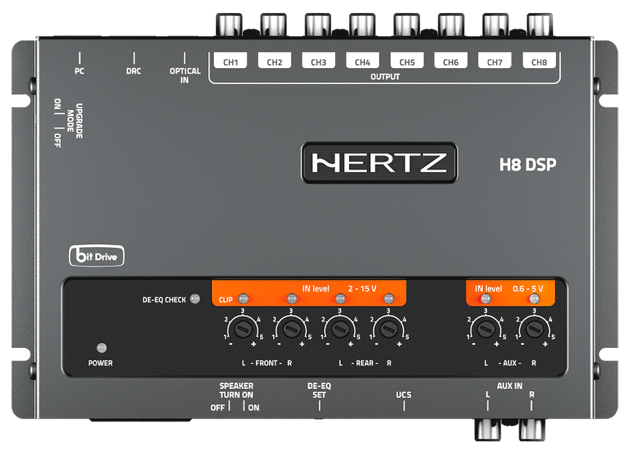 Hertz H8 DSP procesador 8 canales 31 bandas EQ vista superior
