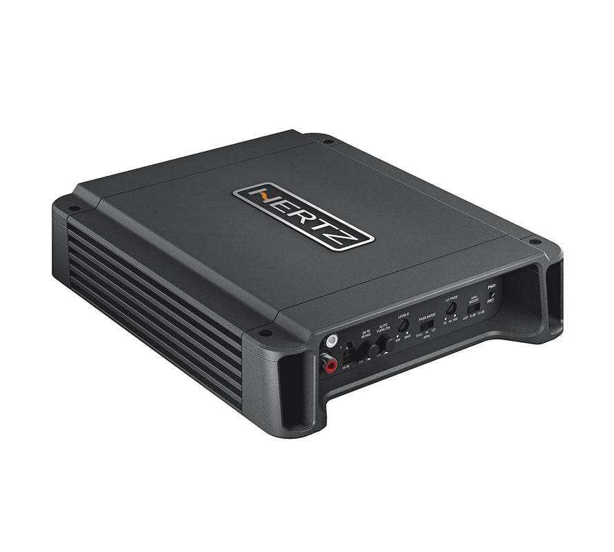 Hertz HCP 2 amplificador 2 canales Clase D 95W perspectiva