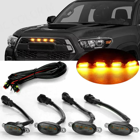 Luz LED Para parilla/rejilla de Auto/Camioneta, 4 Pcs, Facil Instalación
