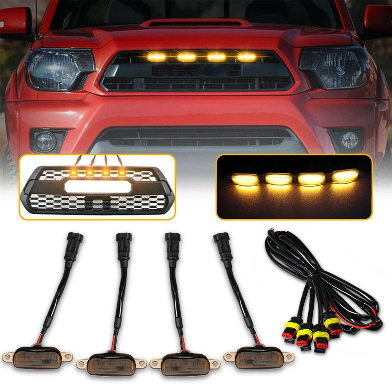 Luz LED Para parilla/rejilla de Auto/Camioneta, 4 Pcs, Facil Instalación