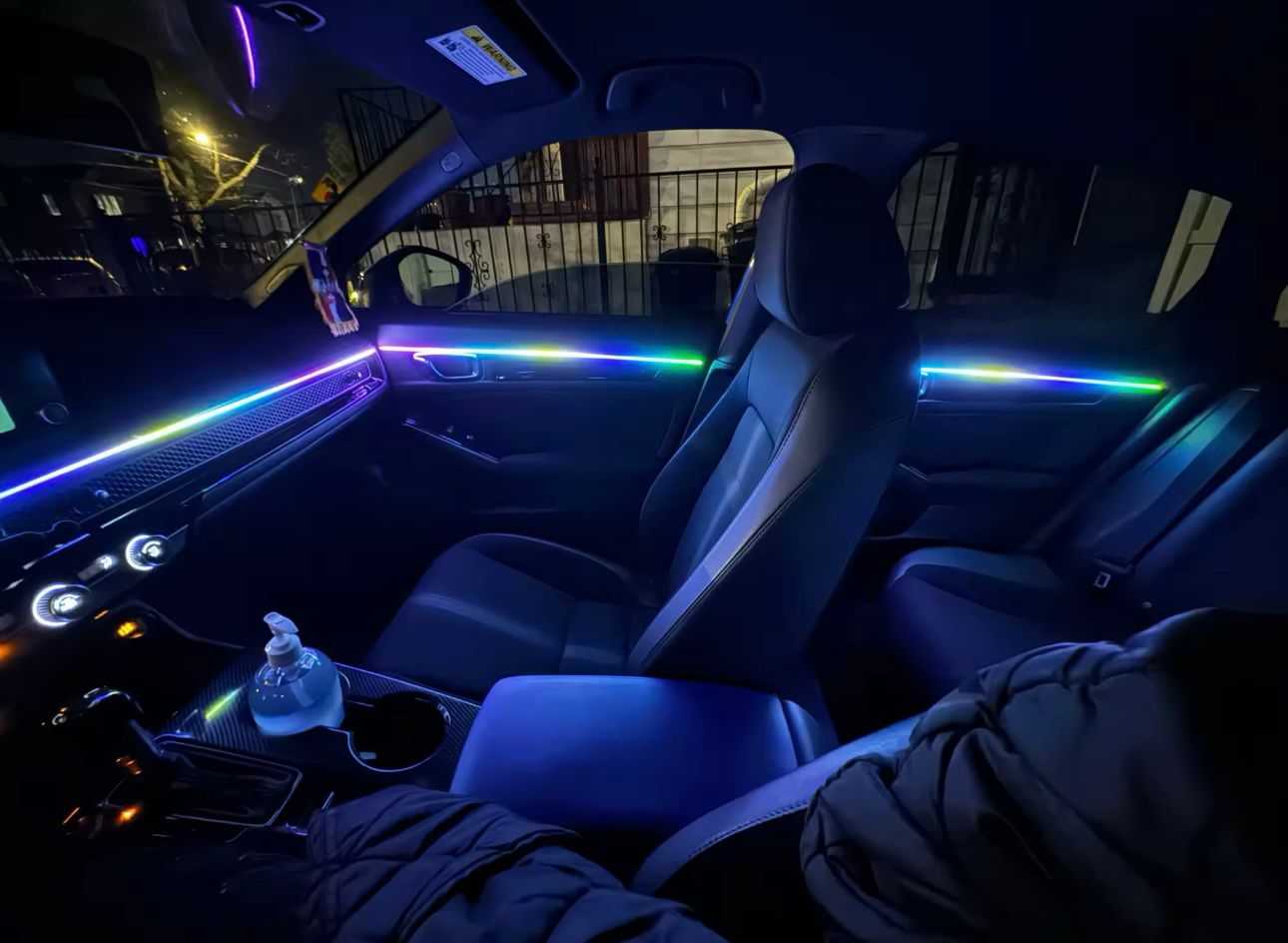 Luces LED Ambientales de coche 10 en 1, Tira LED Dinámica multicolor, RGB Full LED, 64 colores, LED Universal, Interior, tira acrílica oculta, luz de interior