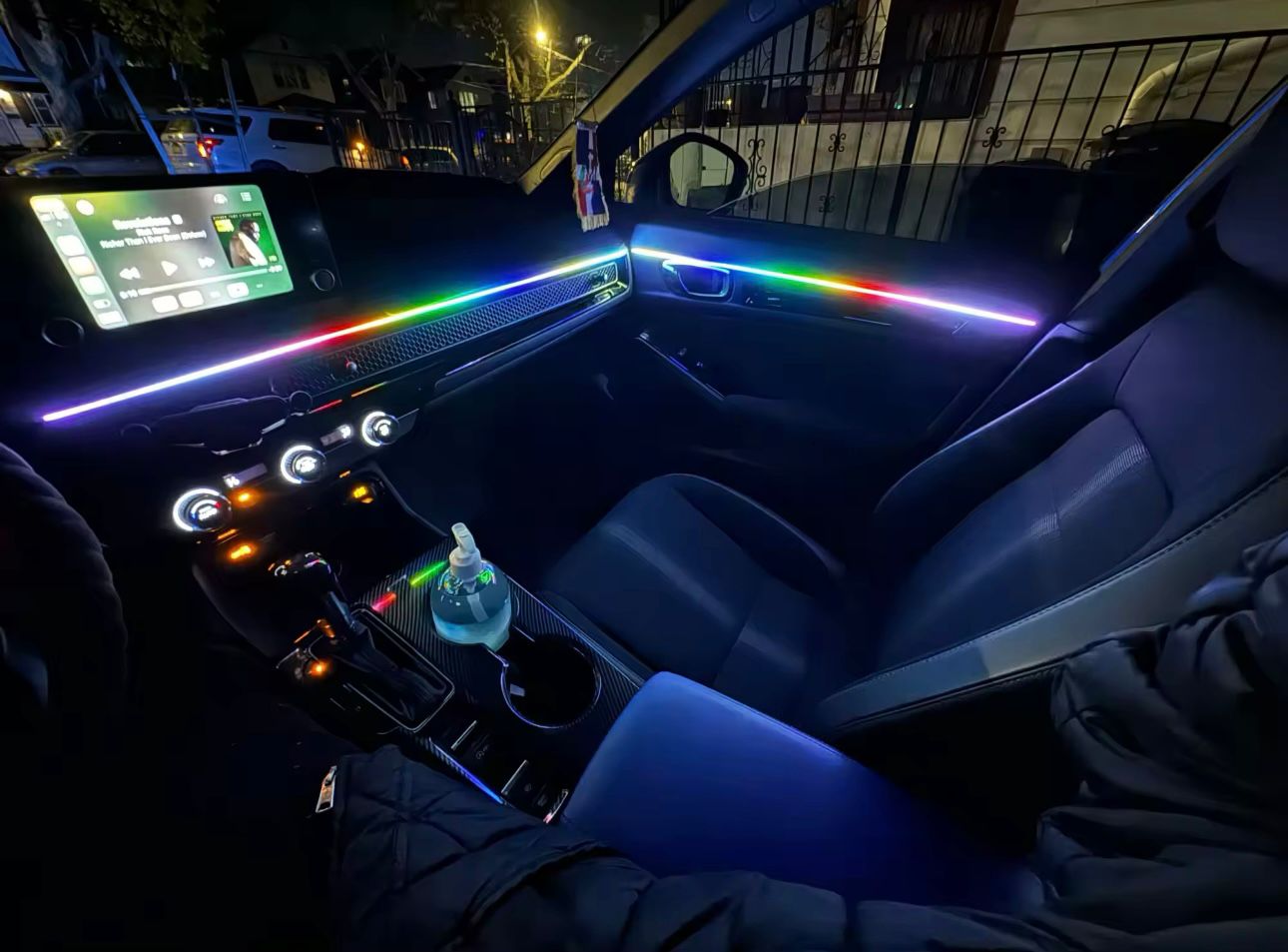 Luces LED Ambientales de coche 10 en 1, Tira LED Dinámica multicolor, RGB Full LED, 64 colores, LED Universal, Interior, tira acrílica oculta, luz de interior